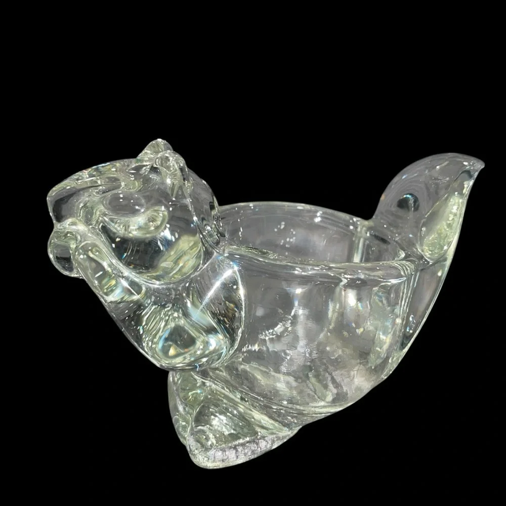 Vintage Avon Glass Crystal Squirrel Votive or Candy Holder 1978 5”x3”